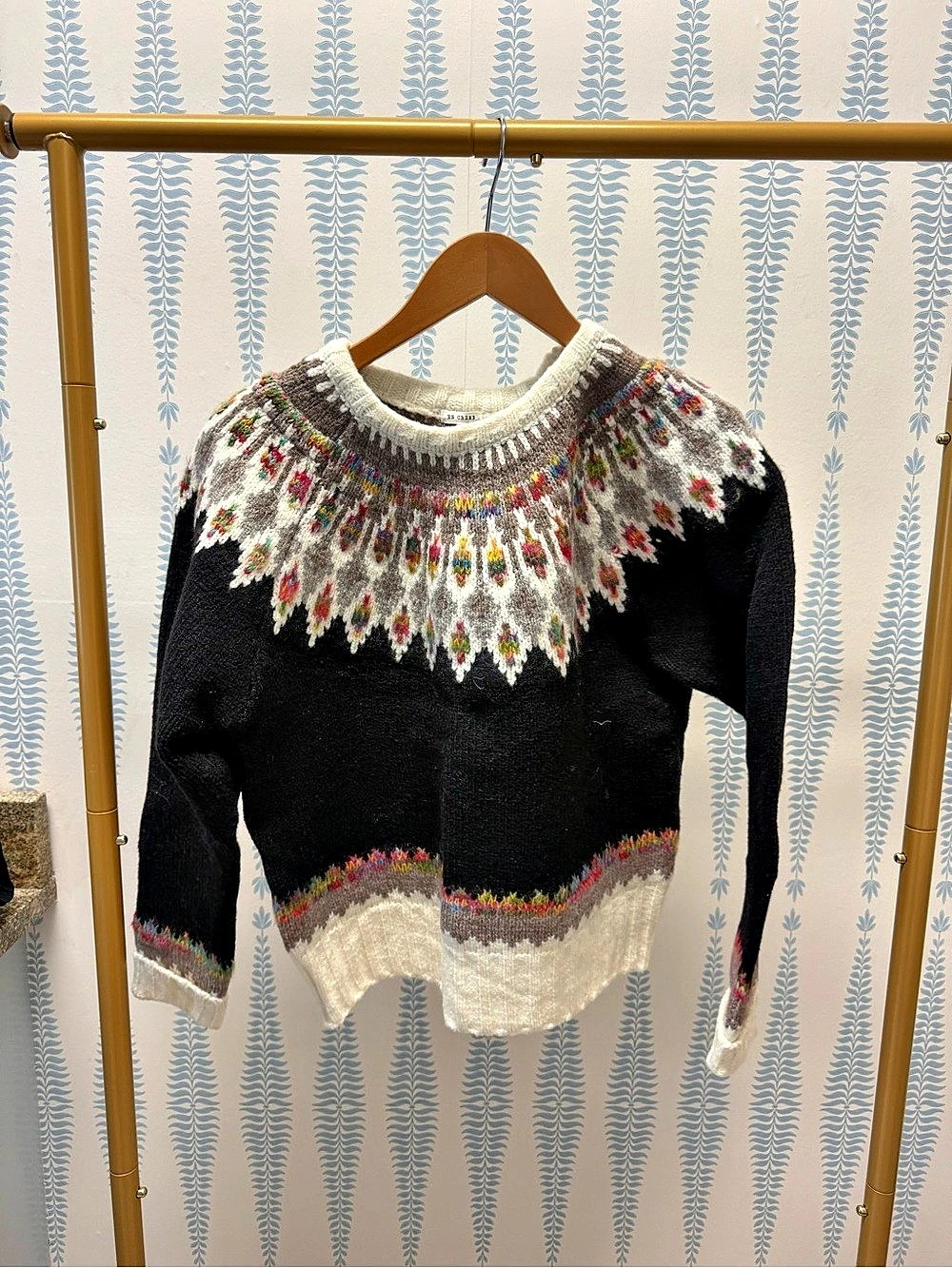 EN CREME Geometric Color Block Sweater in Black & White Size Small
